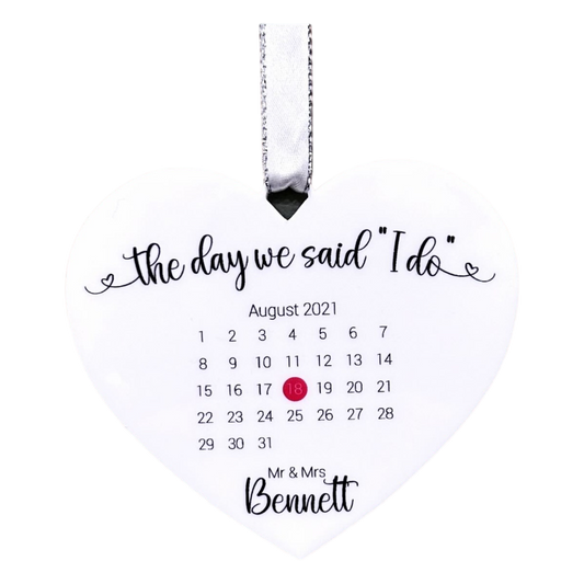 Personalised Heart Wedding Day Keepsake hanger - White 001