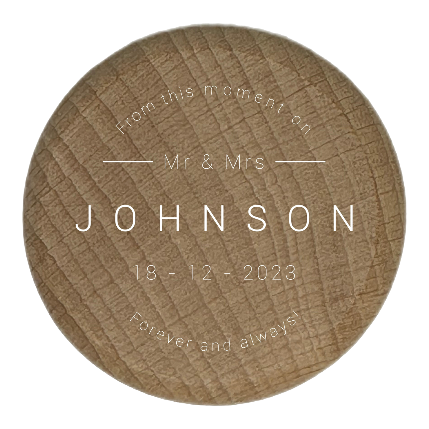 Personalised Wedding Ring Box Keepsake - Round Bamboo - 001